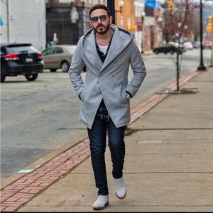 Dutch ZUMO Hooded Topcoat wool mix from Europe EUC fits like a Mens Medium